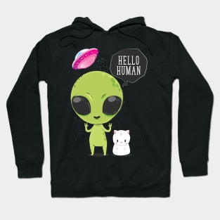 Alien Tshirt - Hello Human for Women Men Hoodie